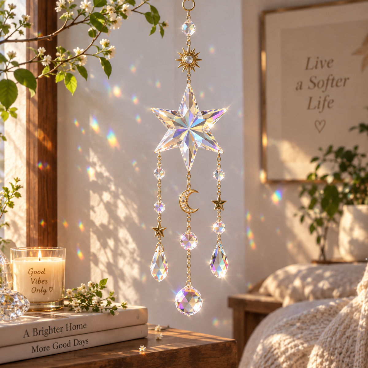 Crystal star hanging ornament