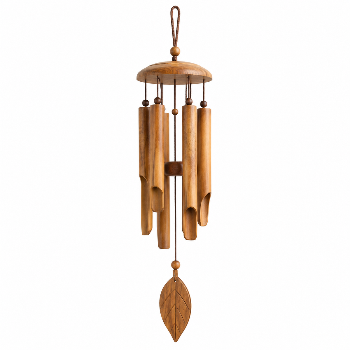 Handcrafted-style wooden wind chime