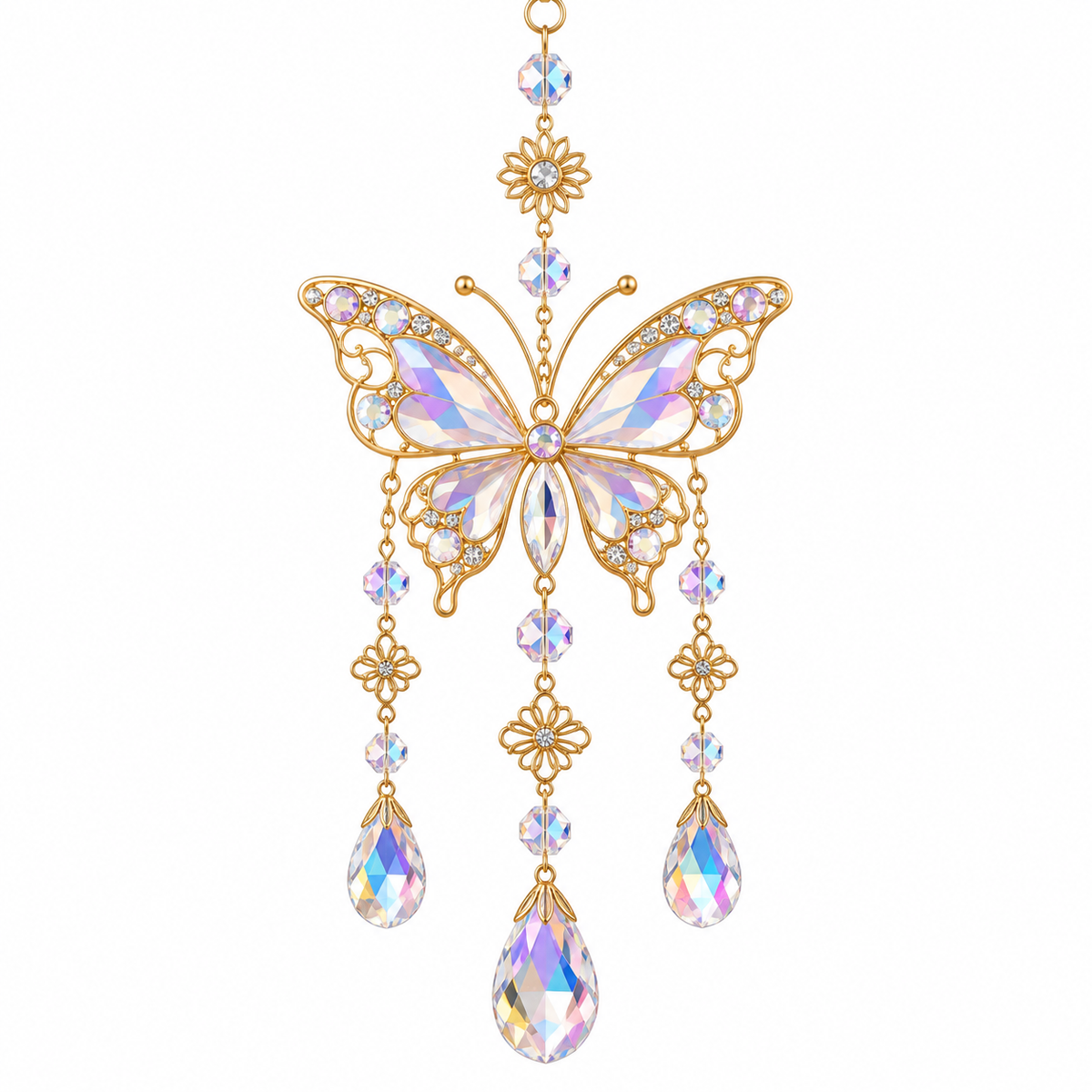 Butterfly metal crystal hanging ornament