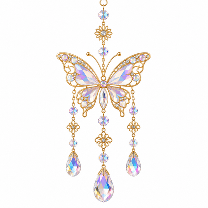 Butterfly metal crystal hanging ornament