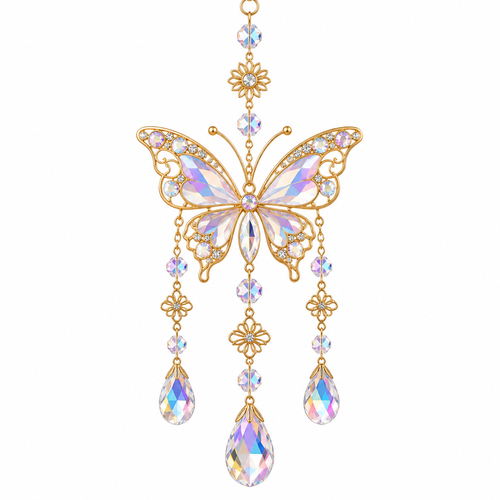 Butterfly metal crystal hanging ornament