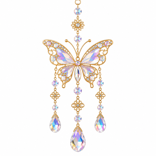 Butterfly metal crystal hanging ornament