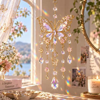 Butterfly metal crystal hanging ornament