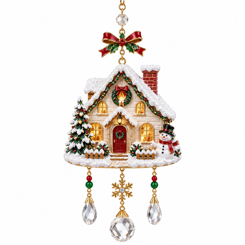 Christmas cottage hanging ornament