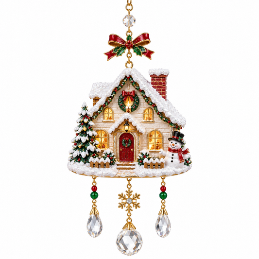 Christmas cottage hanging ornament