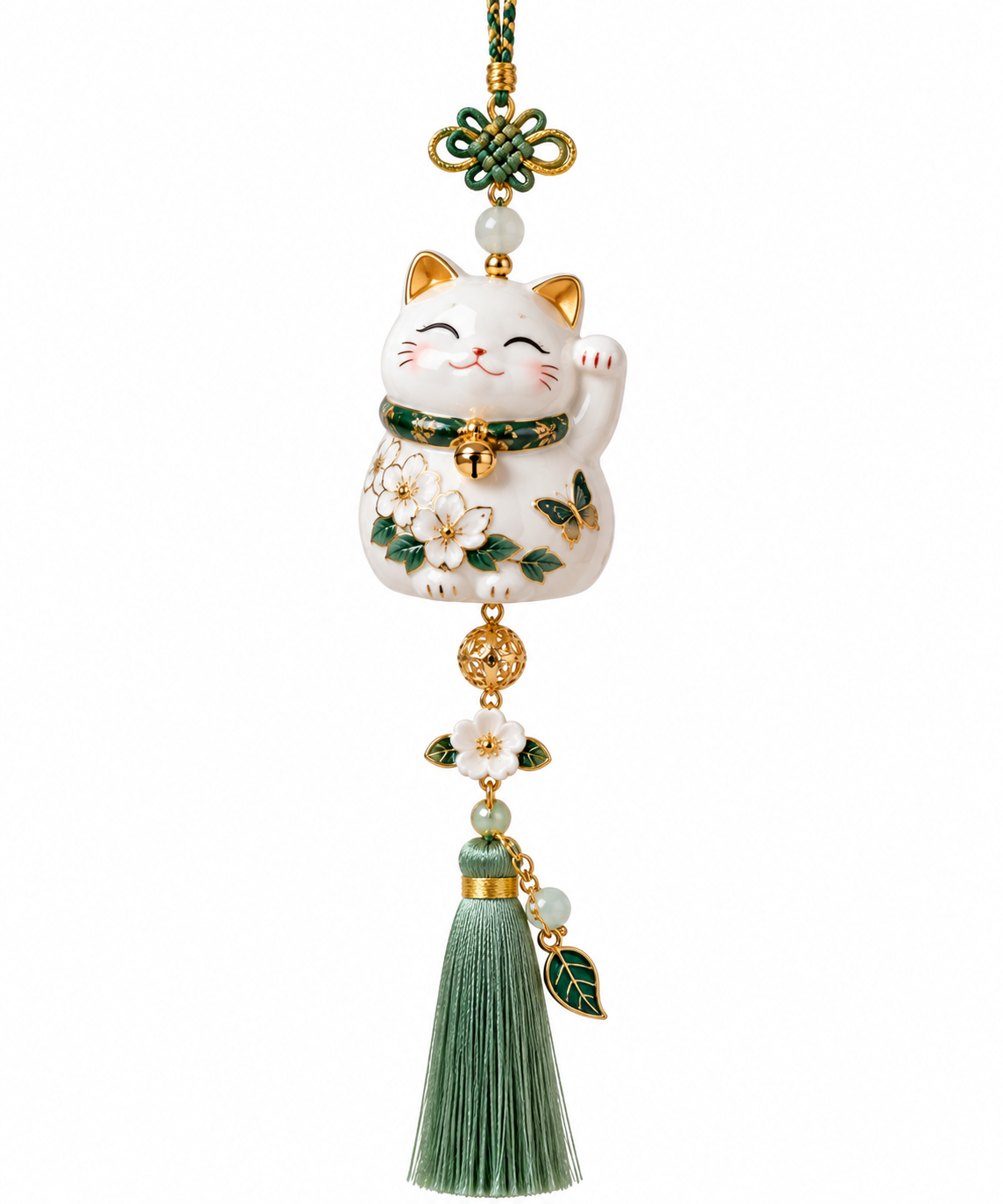 Ceramic cat tassel hanging ornament