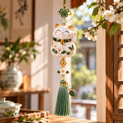 Ceramic cat tassel hanging ornament