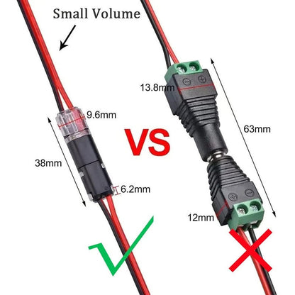 🔥Time-Limited Offer -🔌2-Pin Solderless Wire Connector – Compact Plug for LED Strips & 18–22 AWG Cables